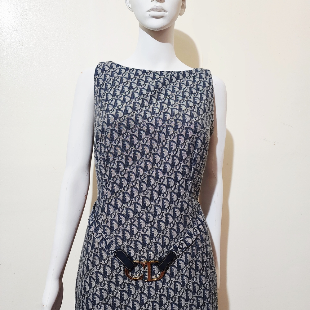 Elegant Patterned Sleeveless Dress - Picture 3 of 6